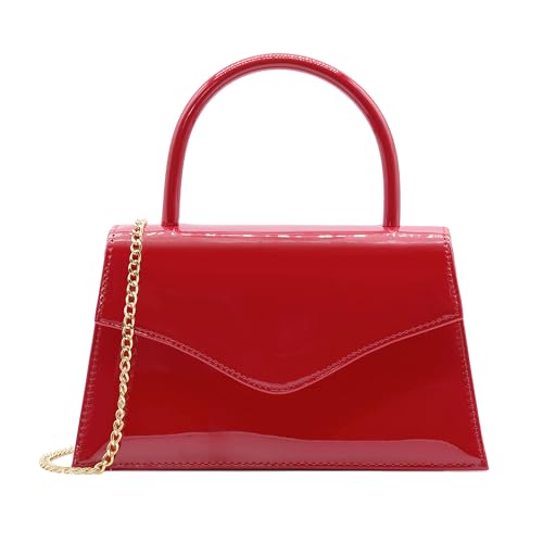 Milisente Damen Abendtasche Braut Party Clutch Geldbörsen Cocktail Prom Handtaschen mit Lackleder, Rotes Lackleder von Milisente