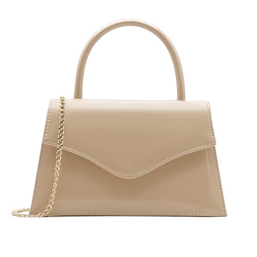 Milisente Damen Abendtasche Brautparty Clutch Geldbörsen Cocktail Abschlussball Handtaschen mit Lackleder, Beige von Milisente