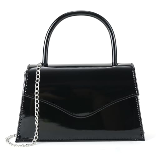 Milisente Damen Abendtasche Braut Party Clutch Geldbörsen Cocktail Prom Handtaschen mit Lackleder, Schwarz, Medium von Milisente