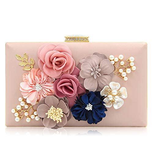 Milisente Damen Clutch Tasche Blumen Abendtasche Hochzeit Bag Elegante Handtasche (Rosa) von Milisente