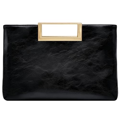 Milisente Damen Clutch Handtasche Schultertasche Elegant Abendtasche mit Handle Crossbodytasche Für Hochzeit Schwarz von Milisente