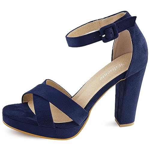 Milisente Damen-Pumps mit Absatz, Veloursleder, 10 cm, hohe Absätze, für Arbeit, Hochzeit, Party, marineblau, 40 EU von Milisente