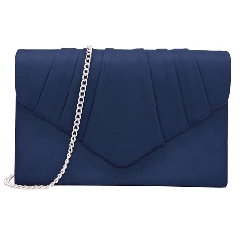 Milisente Clutch Damen, Elegante Wildleder Abendtasche Umschlag Crossbody Klassisch Clutch Tasche (Blau) von Milisente