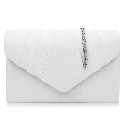 Milisente Clutch Damen, Elegante Samt Clutch Umschlag Crossbody Klassisch Clutch Tasche Abendtasche (Weiß) von Milisente