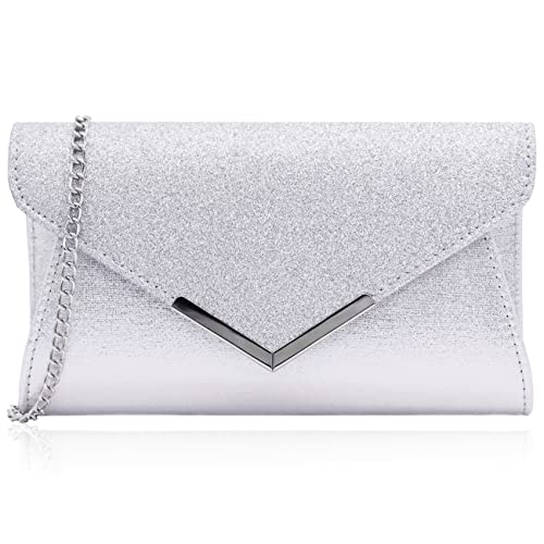 Milisente clutch damen wildleder abendtasche klein Umhängetasche (silber) von Milisente