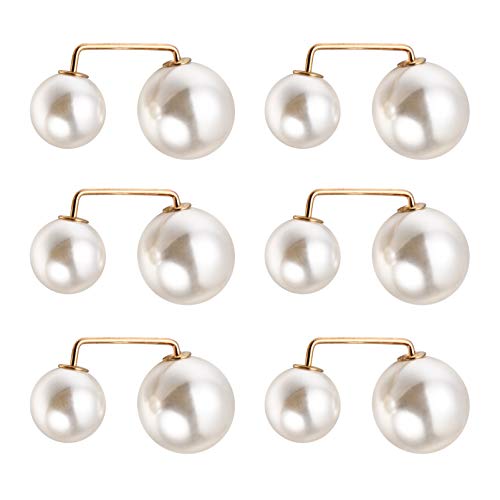 6st Knopfnägel Kragen Kette Clips Perlenkragen Kragenclips Für Oberhemden Perlschalnadel Pullover Schal Pin Kragenkettenclips Modebrosche Bund Weiß Ausschnitt Damen Legierung von Milisten