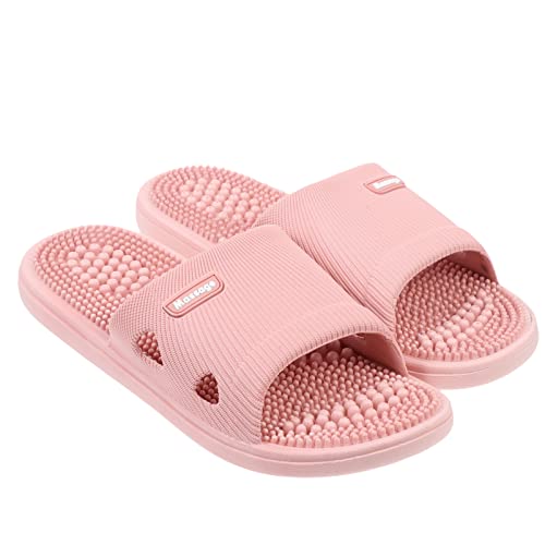 Milisten Unisex-Hausschuhe Foot Massage Slippers Acupressure Summer Home Non- Slip Elastic Unisex Sandals for Shower Indoor (Pink 36-37) Sommerschuhe von Milisten