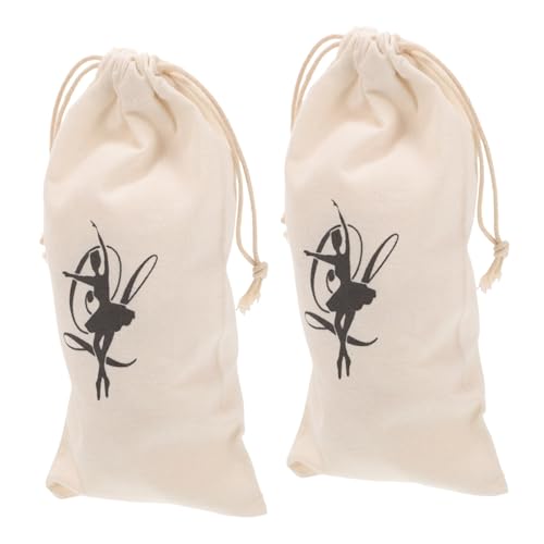 MILISTEN 2 Stück Ballettschuh Aufbewahrungstasche Canvas Leicht Tragbar mit Doppelzugband für Ballettschuhe Mädchen Tanzschuhe Organizer Atmungsaktiv Staubschutz Tasche von Milisten