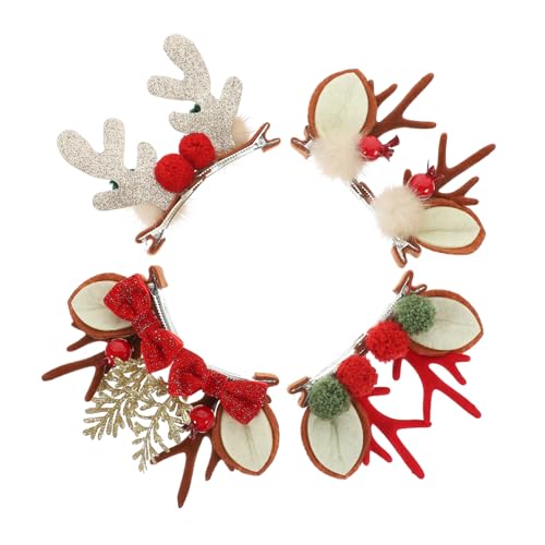 MILISTEN 4 Paare Weihnachts Haarspangen Rentier Geweih Haarclips Leicht und Stabil Party Haarschmuck für Mädchen Sichere Materialien Rutschfest und Bequem Dekoration für Weihnachten und von Milisten