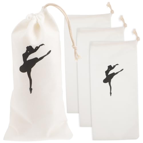 MILISTEN 4 Stück Teiliges Canvas Ballett Spitzenschuh Beutel mit Praktischem Kordelzug Leichter Tanzschuh aufbewahrungsbeutel für Mädchen Geräumige Tasche für Ballerina Schuhe und von Milisten