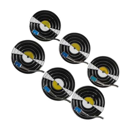 MILISTEN 6 Stück Retro Plattenspieler Broschen Musik Emaille Abzeichen für Rucksäcke Taschen Pullover Hemden und Kleider von Milisten