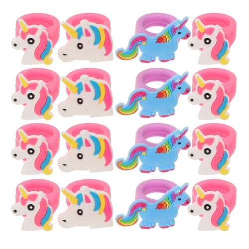 Milisten 20 Stück Einhorn Fingerringe für Mädchen Cartoon Schmuck Ringe Kinder Partygeschenke Sicher und Leicht für Festliche Anlässe von Milisten
