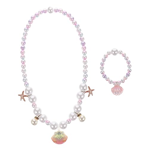 Milisten Kinder Muschelhalskette und Armband Satz für Kleine Mädchen Verstellbar Kunststoff Schmuck für Verkleidungspartys Geschenkset für Kleinkinder Milisten Kinder Muschelhalskette und Armband Satz für Kleine Mädchen Verstellbar Kunststoff Schmuck für Verkleidungspartys Geschenkset für Kleinkinder von Milisten