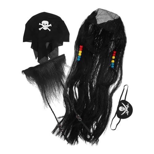Milisten 1 Satz Piraten Kostümset mit Augenklappe Perücke und Fake Bart Zubehör für Halloween Karneval und Mottopartys Teiliges Set für Perfekten Piraten Look Milisten 1 Satz Piraten Kostümset mit Augenklappe Perücke und Fake Bart Zubehör für Halloween Karneval und Mottopartys Teiliges Set für Perfekten Piraten Look von Milisten