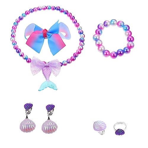 Milisten 1 Satz Teiliges Meerjungfrau Halskette Ohrringe Ring Armband Haarschmuck Party Accessoires von Milisten
