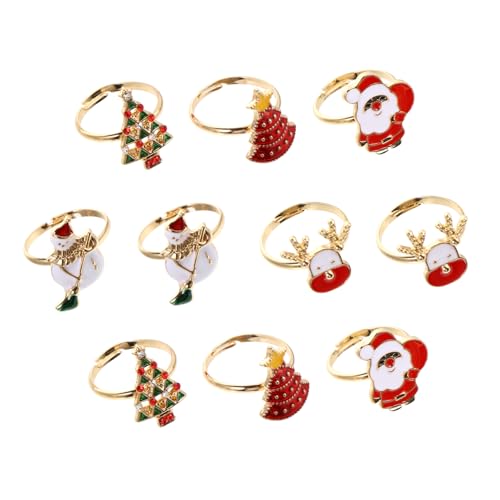 Milisten 10 Stück Teiliges Verstellbares Weihnachts Kartoonring für Erwachsene Bunte Festliche Ringe mit Weihnachtlichen Motiven Angenehm zu Tragen Geeignet für Partys und Bühnenauftritte von Milisten