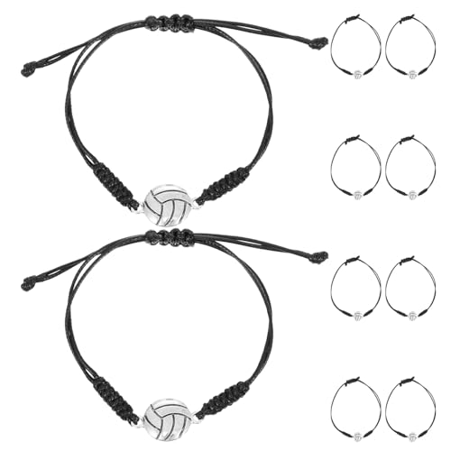 Milisten 10 Stück Teiliges Volleyball Armband Handgefertigt Verstellbar Geflochtenes Seilarmband mit Volleyball-Anhänger Sportliches Geschenk für Mädchen Jungen Teenager Mannschaftsspieler von Milisten