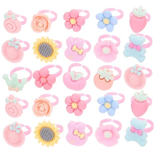 Milisten 100 Stück Mädchen Ring Bunte Blumenringe für Schmuckset für Rollenspiele und Kostümpartys von Milisten