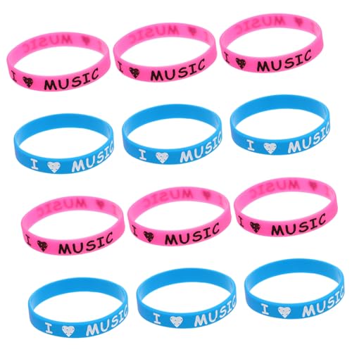 Milisten 12 Stück Teiliges Buntes I Love Music mit Vertieftem Design Elastische Festival Konzert armbänder für Hip hop Rock Elektronische Musik events Modisches Partyzubehör von Milisten