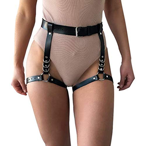 Milisten 1Pc Bein Strapsgurt Flexibel Einstellbar PU-Leder Robuste Punk Strapsgürtel Taille für Cosplay Show Punk Rock von Milisten