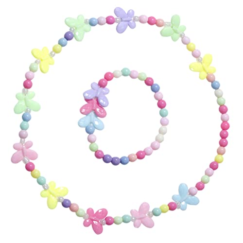 Milisten Kinder Schmuckset für Mädchen Halskette Armband mit Schmetterlingsanhänger Spielschmuck für Kleinkinder 2-8 Robustes und Dekoratives Material zum Rollenspiel von Milisten