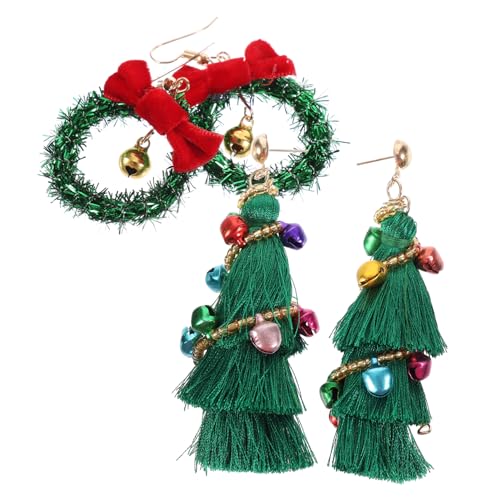 Milisten 2 Paare Weihnachtsohrringe Damen Dangle Ohrstecker mit Weihnachtsbaum und Glocken Design Dekorative Festliche Ohrhänger für Party und Milisten 2 Paare Weihnachtsohrringe Damen Dangle Ohrstecker mit Weihnachtsbaum und Glocken Design Dekorative Festliche Ohrhänger für Party und von Milisten