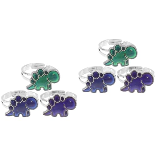 Milisten 2 Sätze Dinosaurier Farbwechselring Einstellbarer Stimmungsring Für Damen Und Herren Einzigartiger Leichter Fingerring Aus Epoxidharz Und Spaßiges Accessoire Zur 3 Stücke * 2 von Milisten