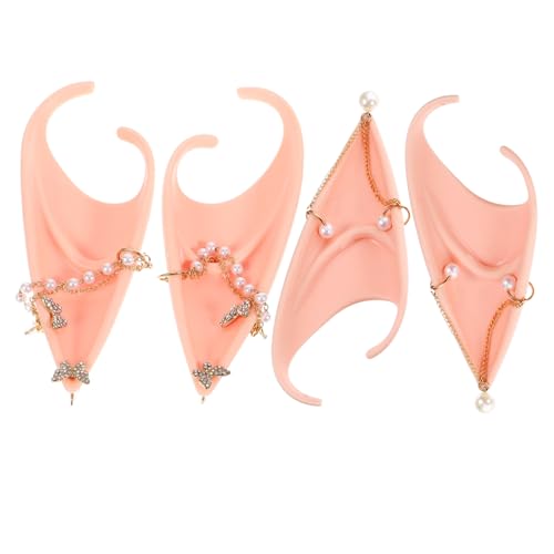 Milisten 2 Stück Cosplay Ohrstecker mit Zarten Schmetterling und Perlenketten Leichte Elfenohren Requisiten für Halloween Karneval Fasching und Party Dekorativ und Langlebig für Damen von Milisten