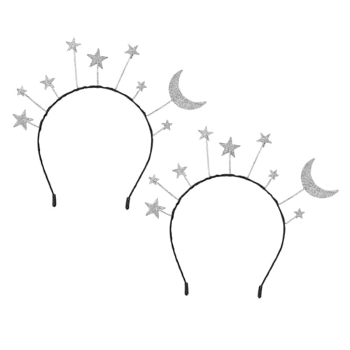 Milisten 2 Stück Glitzernde Haarreifen mit Stern und Mondform Metallisch Bequem Modisch Party Accessoire für Mädchen und Damen Einzigartiger Kopfschmuck für Festliche Anlässe von Milisten