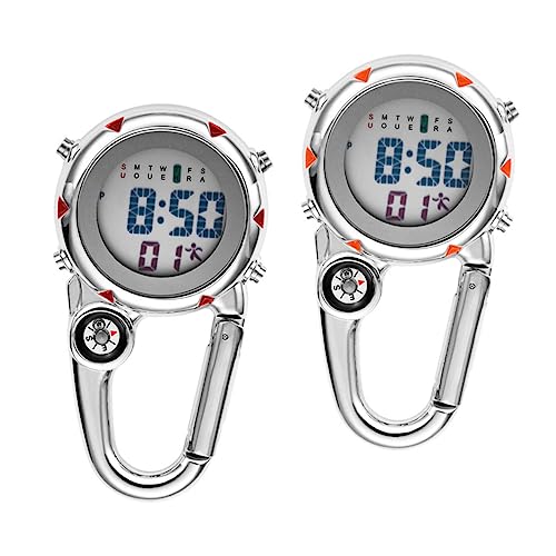 Milisten 2 Stück Metallclip An Der Uhr Taschenuhr Für Männer Uhrenschnalle Herren Taschenuhr Ansteckuhr Taschenclip An Der Uhr Wanderuhr Kletteruhr Multifunktionsuhr Knopfbatterie von Milisten