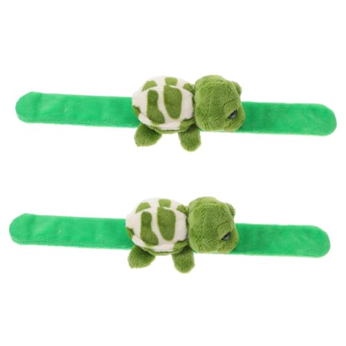 Milisten 2 Stück Plüsch Tier Themen Snap Armband Schildkröte Lustiges Slap Armband für Partys Weiche Bequeme Slap Bands für Erwachsene von Milisten