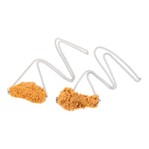 Milisten 2 Stück Realistische Fried Chicken Leg Wing Halskette PVC Anhänger Food Ornament Hip Hop Schmuck mit Langem Kettenband für Damen und Herren von Milisten