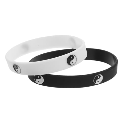 Milisten 2 Stück Tai Chi Silikonarmbänder Symbol Armband Sportlich Hiphop Design Rutschfest Verstellbar Für Herren Damen Freundschaftsarmband Trendiges Paararmband von Milisten