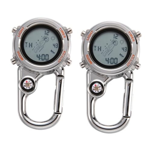 Milisten 2 Stück Taschenuhr Digital Uhren Sport Kompassuhr Für Männer Trainingsuhr Für Frauen Clip Ansehen Beim Klettern Aufpassen Karabineruhr Mit Kompass Zinklegierungsmaterial Orange von Milisten