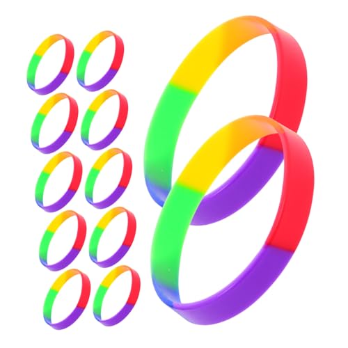 Milisten 20 Stück Bunte Silikonarmbänder Regenbogen Armbänder für Jugendliche Flexibles Passendes Pride Wristband für Paraden und Festivals von Milisten