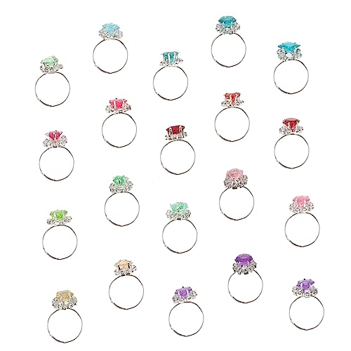Milisten 20 Stück Diamant Ringe Mädchen Fingerringe Schmuckset Zufällige Farben Verstellbar Langlebig und Bequem für Mädchen für Rollenspiele und Zufällige Farbe Zufällige Farbe von Milisten