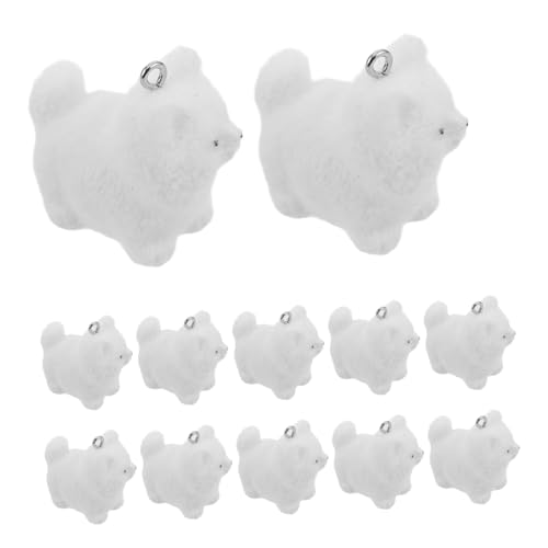 Milisten 20 Stück Teiliges Flauschige Resin Hundehänger mit Weichem Flocking Finish Leichte Robuste Mini Welpen Anhänger im Niedlichen Cartoon Stil für DIY Bastelprojekte und von Milisten