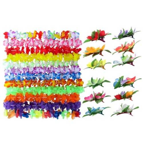 Milisten 24 Stück Hawaiian Leis Haarset Teiliges Set mit Künstlichen Hibiskusblüten Bunten und Haarklammern für Luau Partys und Sommerfeiern Handgefertigt Lebendige Farben Perfektes von Milisten