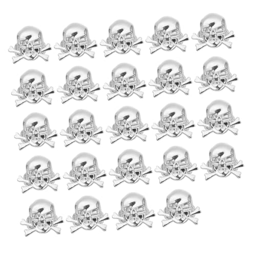 Milisten 24 Stück Teiliges Verstellbares Piraten Totenkopf Kunststoff Ringe für Halloween Party Deko Jungen Mädchen Silber von Milisten