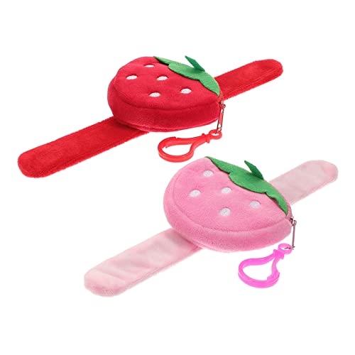Milisten 2 Stück Schnapparmbänder für Kinder Plüsch Schlagarmbänder mit Erdbeer Design Party Accessoires für Mädchen und Jungen als Mitgebsel oder Spielzeug von Milisten