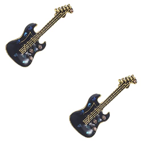 Milisten 2st Gitarrenbrosche Gitarren-brosche- Für Männer Festbrosche Geschenkt Gitarren-kleidungsbrosche Kristall-gitarren-brosche Violine Legierung Partei-emblem Metall Mann von Milisten