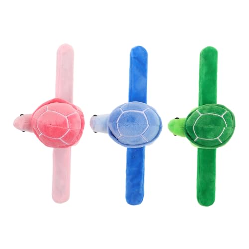 Milisten 3 Stück Schildkrötenarmband Komfortspielzeug Animal Slap Armbänder Slap-Armband-Gastgeschenke Animal-Slap-Armbänder Mini -Tierspielzeug Geburtstagsfeier Tierarmbänder kurzer Plüsch von Milisten