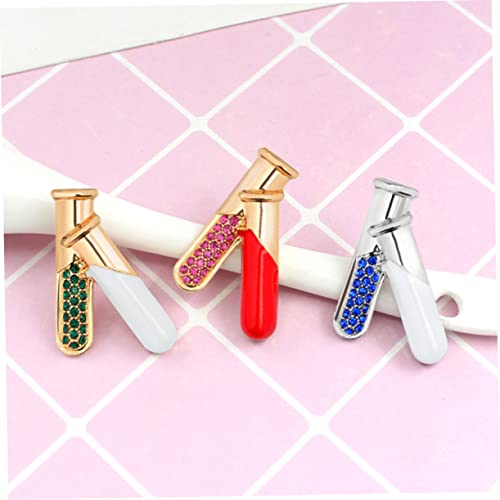 Milisten 3 Stück Teiliges Reagenzglas Broschen mit Strassbesatz Kreative Wissenschafts anstecknadeln als Modische Kleidungsschmuck für Damen und Herren Vielseitiges Accessoire für Pullover von Milisten