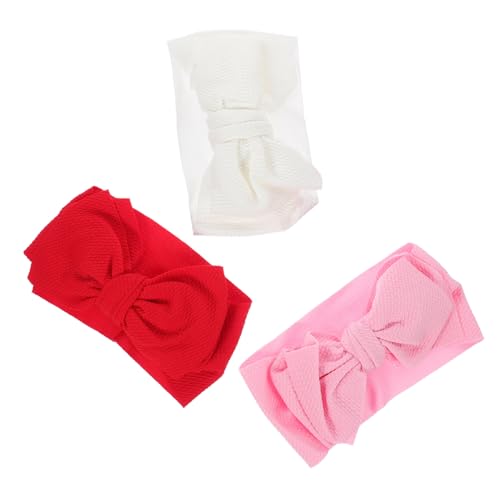 Milisten 3 Stück Teiliges mit Großer Schleife Verstellbares Angenehmes Stirnband aus Gestricktem für Neugeborene und Kleinkinder Hautfreundlich als Haarschmuck und Kopfbedeckung von Milisten