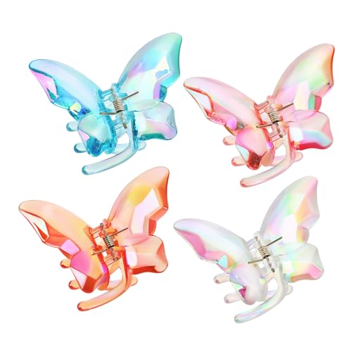 Milisten 4 Stück Bunte Schmetterlingsklammer süße Haarklammern Schmetterlings-Haarspangen Klauenklammern für Mädchen Klauenclip für dicke Haare Schmetterlingskrallenclips für Frauen Plastik von Milisten