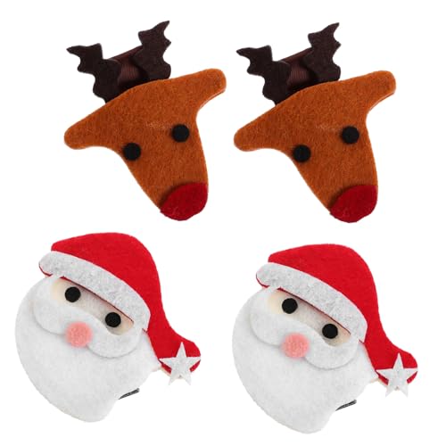 Milisten 4 Stück Weihnachtliche Haarklammern Rentiergeweih Weihnachtsmann Haarspangen Haarschmuck für Damen Festliche Xmas Haarclips für Party Cosplay von Milisten