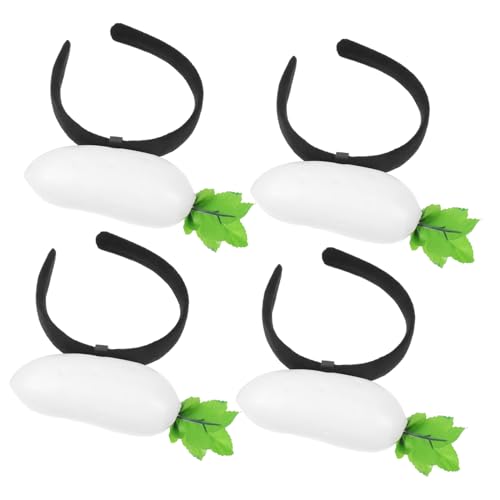 Milisten 4-teiliges Lustiges Rüben-stirnband: Lebensechte Daikon-haar-accessoires – Party-kostüm-requisiten – Halloween-kopfbedeckung Mit Einzigartigem Gemüse-design von Milisten