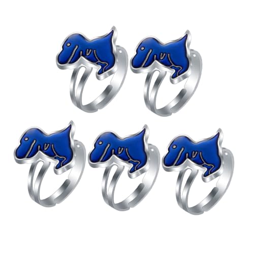 Milisten 5 Stück Teiliges Farbwechsel Ringe Verstellbar Dinosaurier Design Modische Kinderaccessoires Emotionserkennung Fingerschmuck für Mädchen Jungen von Milisten