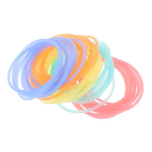 Milisten 50 Stück Leuchtende Silikonarmbänder Elastische Haarbänder in Leuchtenden Farben für Outdoor Spiele Karneval und Partygeschenke Geeignet für Sommerspiele Draußen von Milisten