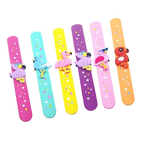 Milisten 6 Stück Flamingo Silikon Slap Armbänder für Bunte Handgelenkarmbänder für Partys Freizeit und Flexibel und Angenehm zu Tragen Geeignet für Jungen und Mädchen von Milisten